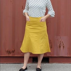NWT Mustard Denim Midi Skirt